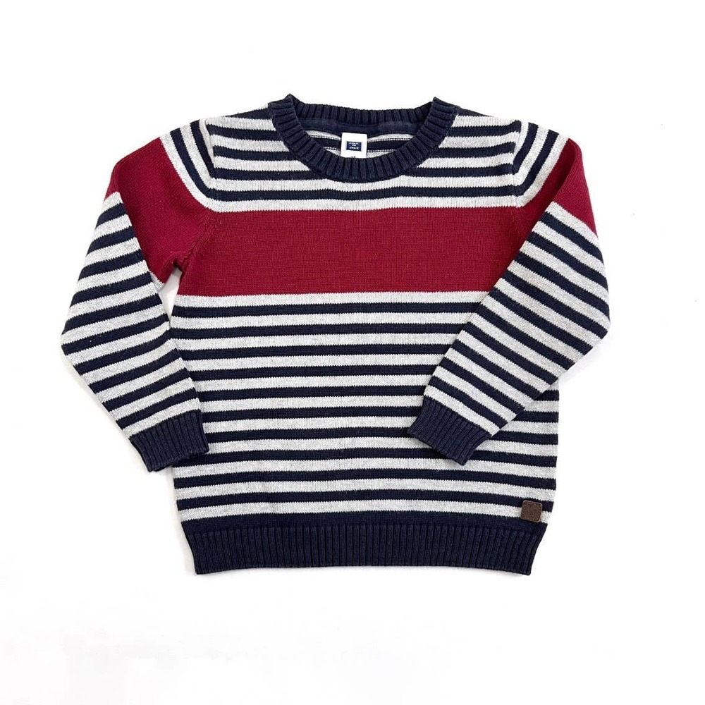 Janie and Jack Navy Red and Gray Striped Sweater Toddler Size 2T